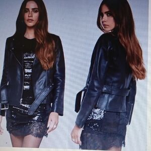 L'AGENCE..TEO BELTED LEATHER JACKET..MEDIUM